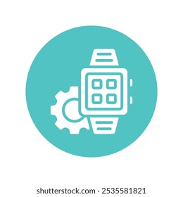Watch setting Vector Gylph Circle Design icon. Work In Progress Symbol on White background EPS 10 File