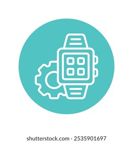 Watch setting Vector Outline Circle Design icon. Work In Progress Symbol on White background EPS 10 File