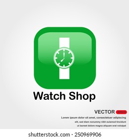 watch shop icon with white background