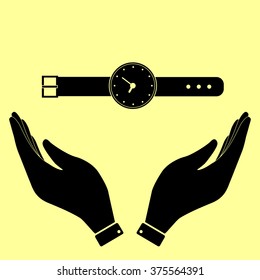 Watch sign. Flat style icon vector illustration.