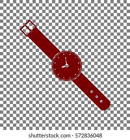 Watch sign illustration. Maroon icon on transparent background.