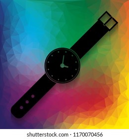 Watch sign illustration. Vector. Flat style black icon on white.