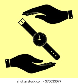 Watch sign. Save or protect symbol by hands.