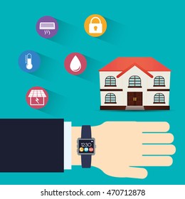 watch smart house home technology app icon set. Flat and Colorful illustration. Vector illustration