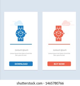 Watch, Smart Watch, Time, Phone, Android  Blue and Red Download and Buy Now web Widget Card Template. Vector Icon Template background