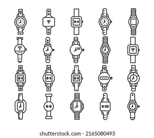 watch and smartwatch icons line vector illustration