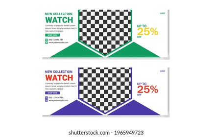 Watch social banner template design. 