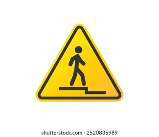 Watch Step Down caution icon symbol. Stairway warning sign. Isolated on background.