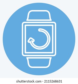 Icono de sincronización en el estilo de los ojos azules de moda aislado en un fondo azul suave