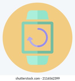 Watch Sync Icon in trendy flat style isolated on soft blue background