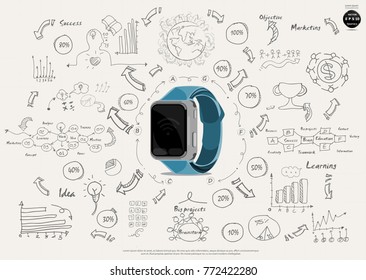 
Watch and Technology, Text various -  modern Idea and Concept Vector illustration Business  with icon,arrow,world,Text 10%-100%.