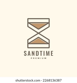Uhrzeituhr und alte geometrische Linie minimaler Logo-Design Vektorgrafik