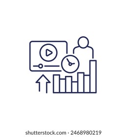 watch time line icon, views analytics and metrics