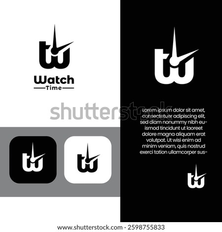 watch time logo design template idea - creative logo design for letter tw,wt or time or watch 
