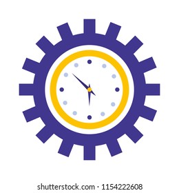 watch time in shape gear machine isolated icon