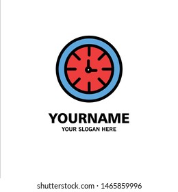 Watch, Timer, Clock, Global Business Logo Template. Flat Color. Vector Icon Template background