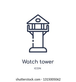 watch tower icon from security outline collection. Thin line watch tower icon isolated on white background.