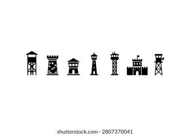 Watch Tower Silhouette Vector Collection Set