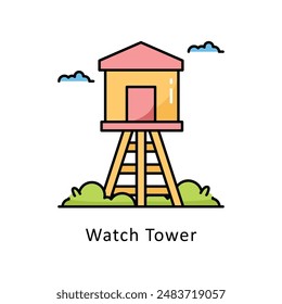 Watch Tower vector   Filled outline Design illustration. Symbol on White background EPS 10 File