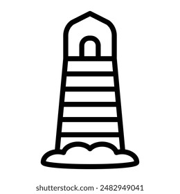 Diseño de iconos de línea de Vector de torre de reloj