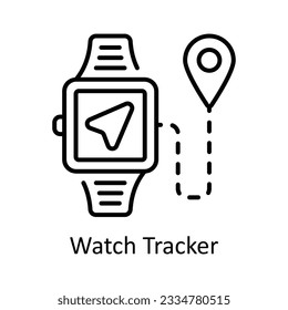 Watch Tracker Outline Icon Design illustration. Map and Navigation Symbol on White background EPS 10 File
