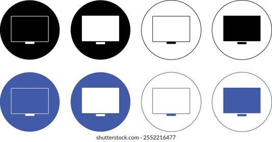 Videosymbolsatz ansehen. Symbol für intelligentes TV-Signal. Computerbildschirm-Symbol. Fernsehen