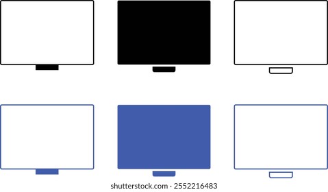 Videosymbolsatz ansehen. Symbol für intelligentes TV-Signal. Computerbildschirm-Symbol. Fernsehen