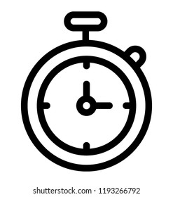 A watch with two needles and stop button on the top is depicting stopwatch 