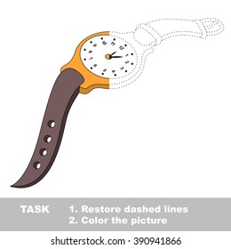 Watch in vector colorful to be traced. Restore dashed line and color the picture. Visual game for children. Worksheet to be colored.