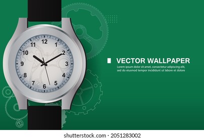 Watch vector green wallpaper modern business concept. 