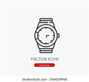 Watch vector icon.  Editable stroke. Symbol in Line Art Style for Design, Presentation, Website or Apps Elements, Logo. Pixel vector graphics - Vector