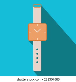 watch vector icon in flat design with long shadows