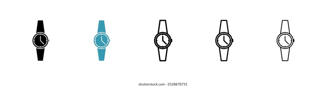 Conjunto de iconos de Vector de reloj en colores negro y azul.