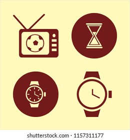 watch vector icons set. with hourglass, football tv match and watch in set