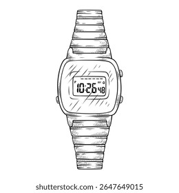 Ilustración de dibujo de arte de línea de Vector de reloj
