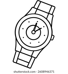 watch vector line art on white baclground