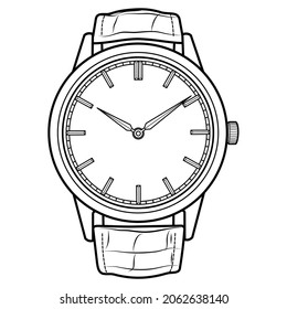 watch vector line art, wristwatch , flat design best vector watch illustration