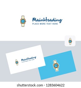 Watch vector logotype with business card template. Elegant corporate identity. - Vector