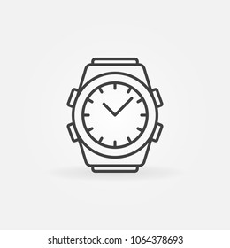 Watch vector outline icon. Vector minimal wrist watch symbol or logo element in thin line style