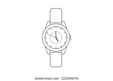 Watch vector outline on white background
