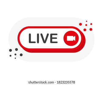 Watch Video 3D red button with play button isolated on white background for blog, bloggers, player, website, broadcast, online radio. Vector