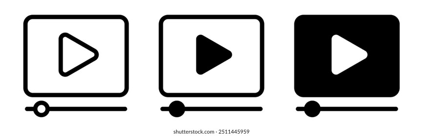 Video Video Conjunto de iconos Watch o colección de iconos. Símbolo de televisión.  Vector
