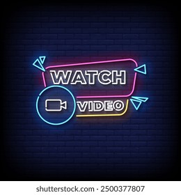 watch video neon sign vector with brick wall background 