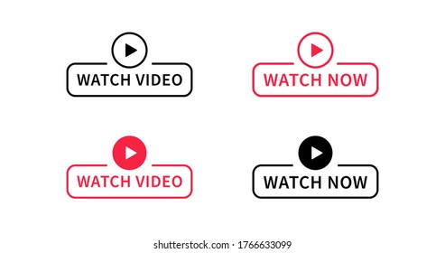 Watch Video Play Button Banner Sign Vector Design.