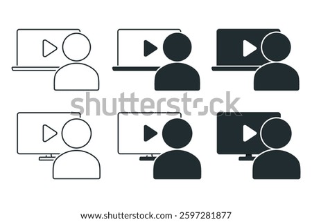 Watch videos on laptop computer icon. Illustration vector