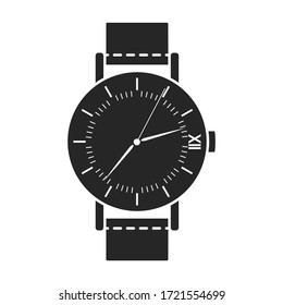 Handgelenk-Vektorsymbol ansehen.Schwarze Vektorsymbol einzeln auf weißem Hintergrund Armbanduhr.