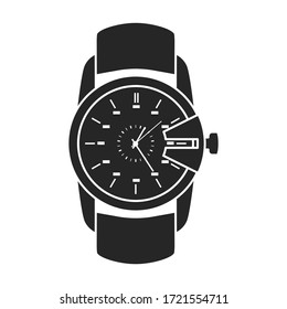 Watch wrist vector icon.Black vector icon isolated on white background watch wrist.