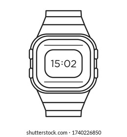 Icono de vector de la muñeca Watch.Icono de vector de contorno aislado en muñeca de observación de fondo blanco.