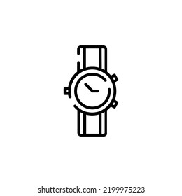 Plantilla De Logotipo De Ilustración De Icono De Línea Puntuada, Reloj De Pulsera, Reloj De Reloj, Reloj, Ilustración De Ilustración De Icono De Línea Con Puntuación De Tiempo. Idóneo Para Muchos Fines.