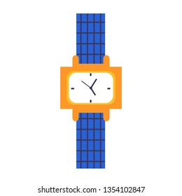 Watch, wristwatch, watch on the strap. Vector illustration, white background.